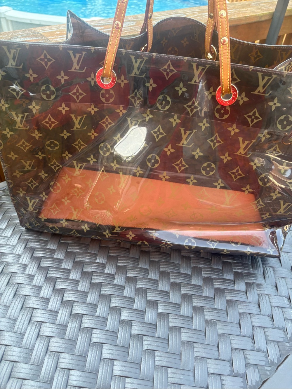 Louis Vuitton Monogram Clear Cabas GM Tote with Brown Trim - Picture 11 of 16